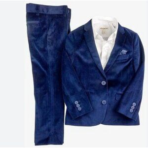 Appaman Fine Tailoring Boys Holiday Blue Velvet Blazer Sz 10 Two Button Pockets